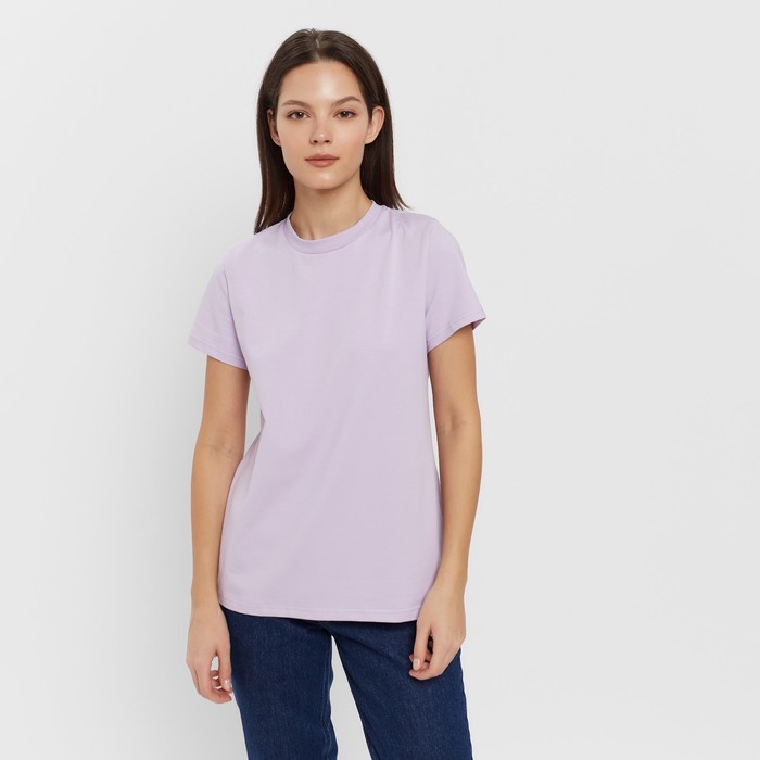 Футболка женская однотонная MINAKU: Basic line, лавандовая, размер 44